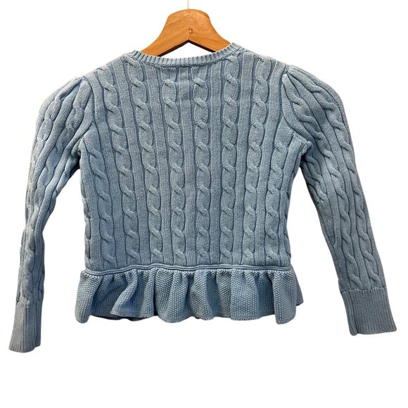 Polo Ralph Lauren Girls Monogram Cable Knit Peplum Cardigan Size 6 Preppy Easter - Picture 2 of 10